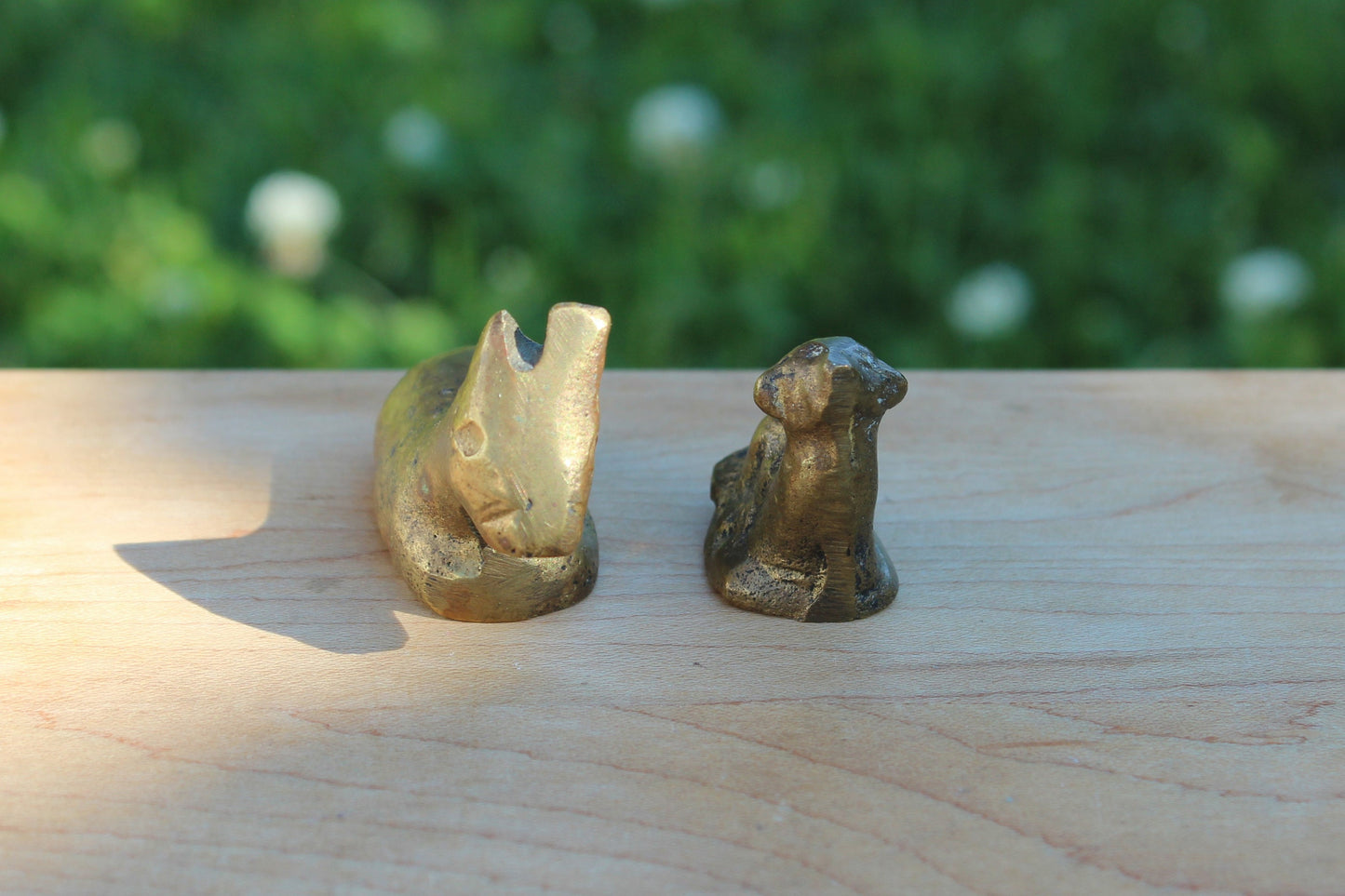 Two Small Brass Animal Figurines / Donkey / Sheep/ Nativity Set Pieces