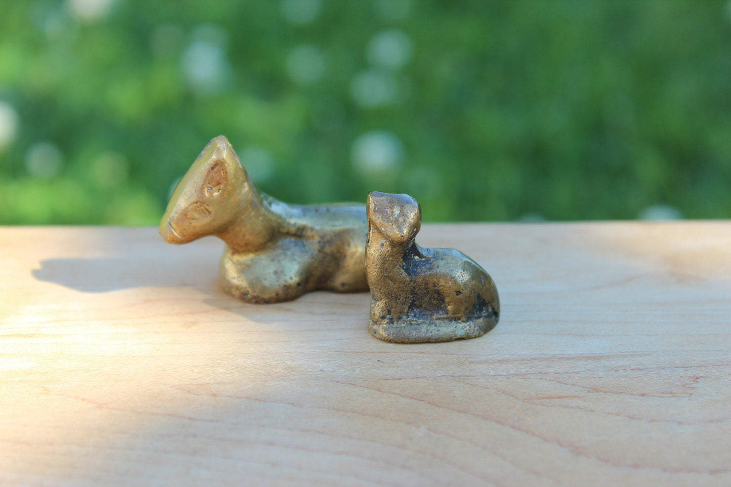 Two Small Brass Animal Figurines / Donkey / Sheep/ Nativity Set Pieces