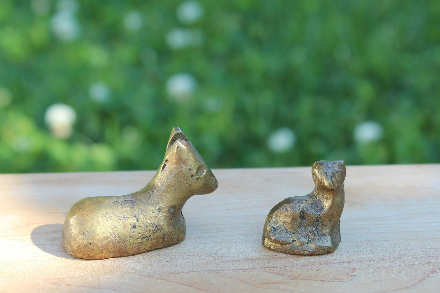 Two Small Brass Animal Figurines / Donkey / Sheep/ Nativity Set Pieces