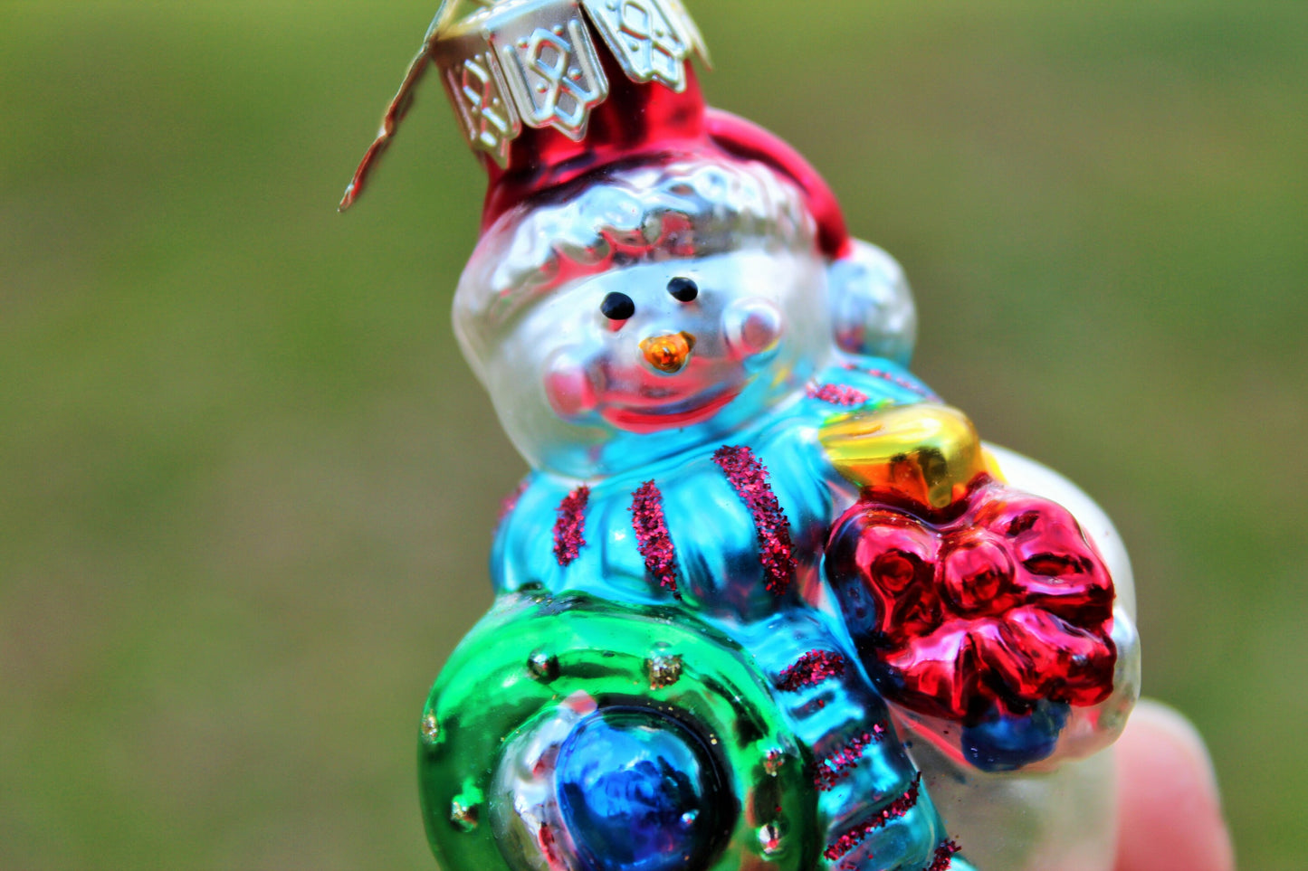 Vintage Mercury Glass Snowman Christmas Ornament / Hand Painted / Holidays