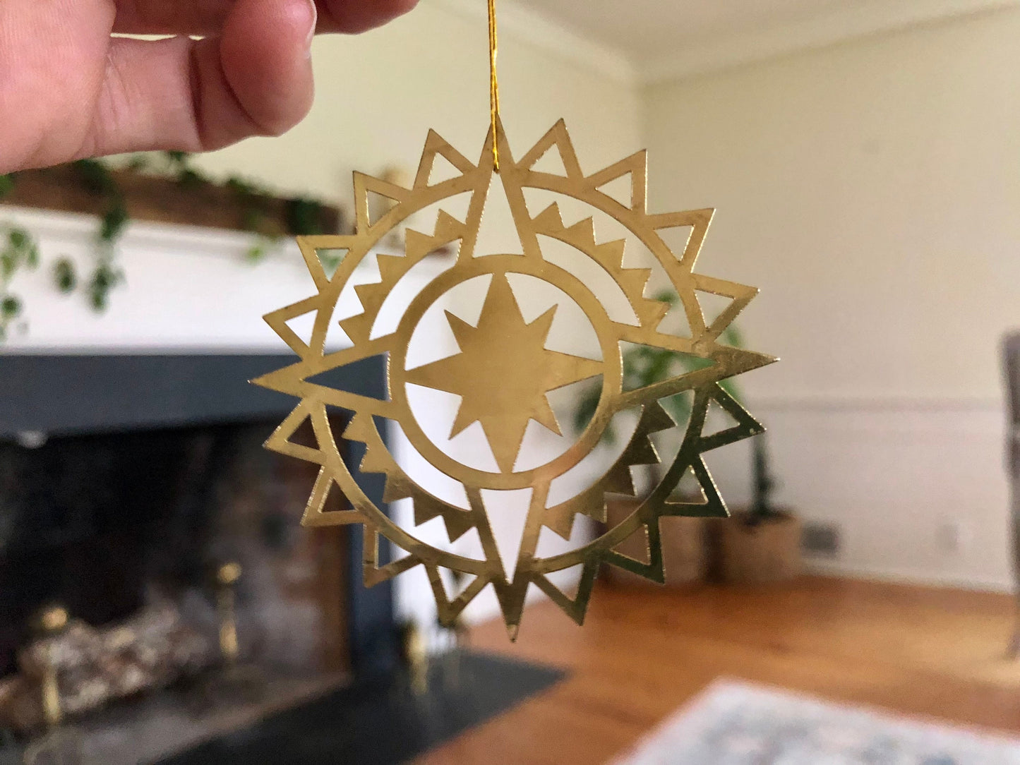 Gold, Holy Ghost & Christmas Star Cut Metal Christmas Tree Ornaments, USA Holiday Brass, Dove Christian Ornament, Vintage Holiday