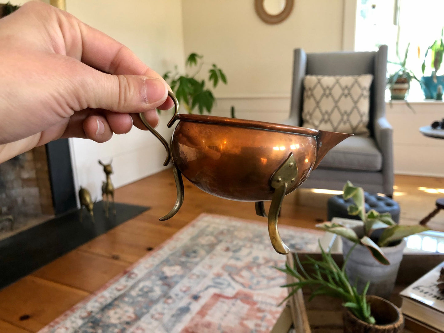 Vintage Copper & Brass Cream and Sugar Set, Planter, Succulent Planters