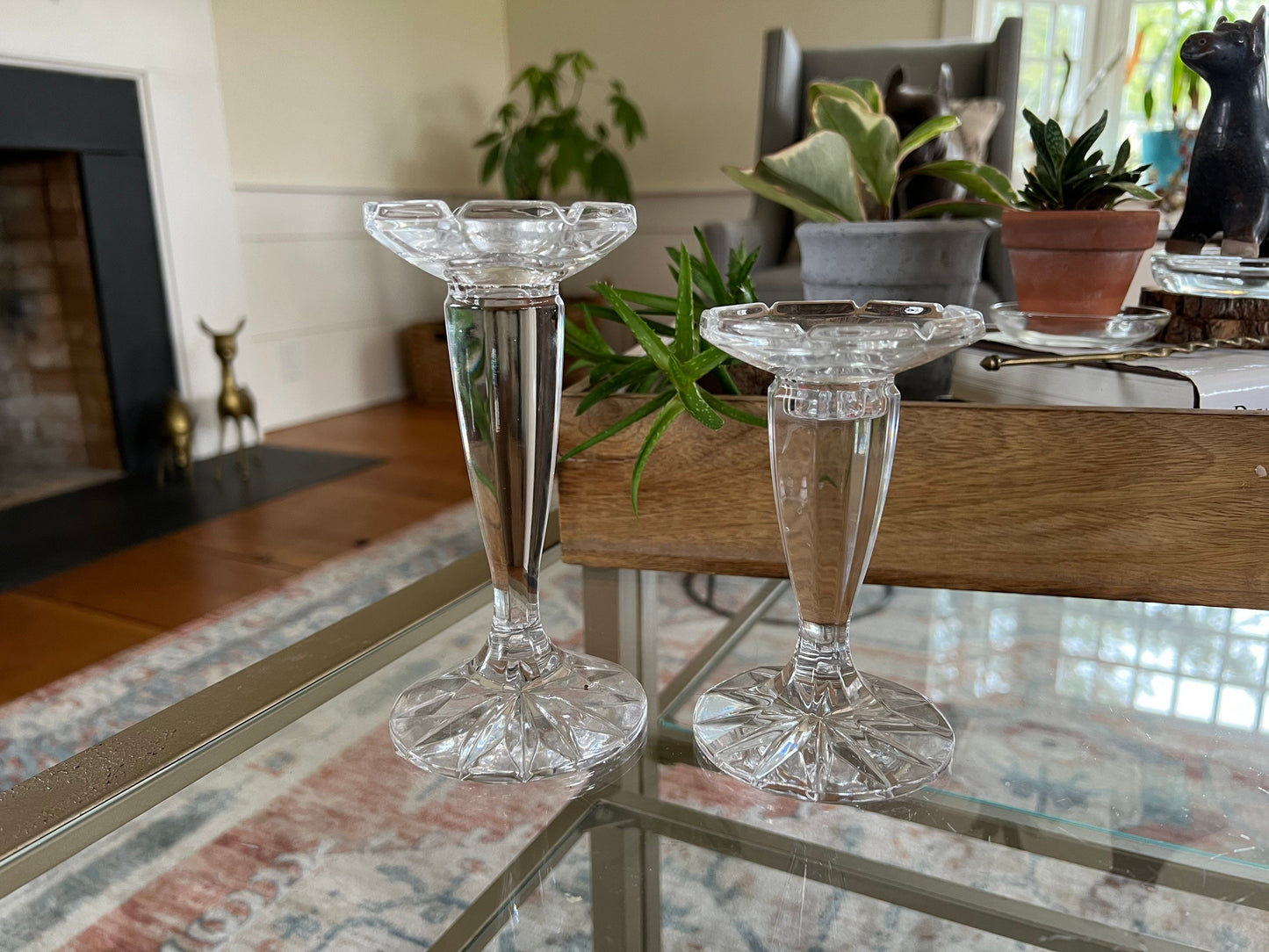 Vintage Pair of Royal Limited Czech Republic Candle Sticks, 24% Lead Crystal Round Candle Holders, Heavy Candlestick