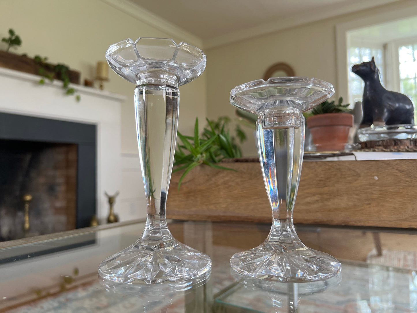 Vintage Pair of Royal Limited Czech Republic Candle Sticks, 24% Lead Crystal Round Candle Holders, Heavy Candlestick