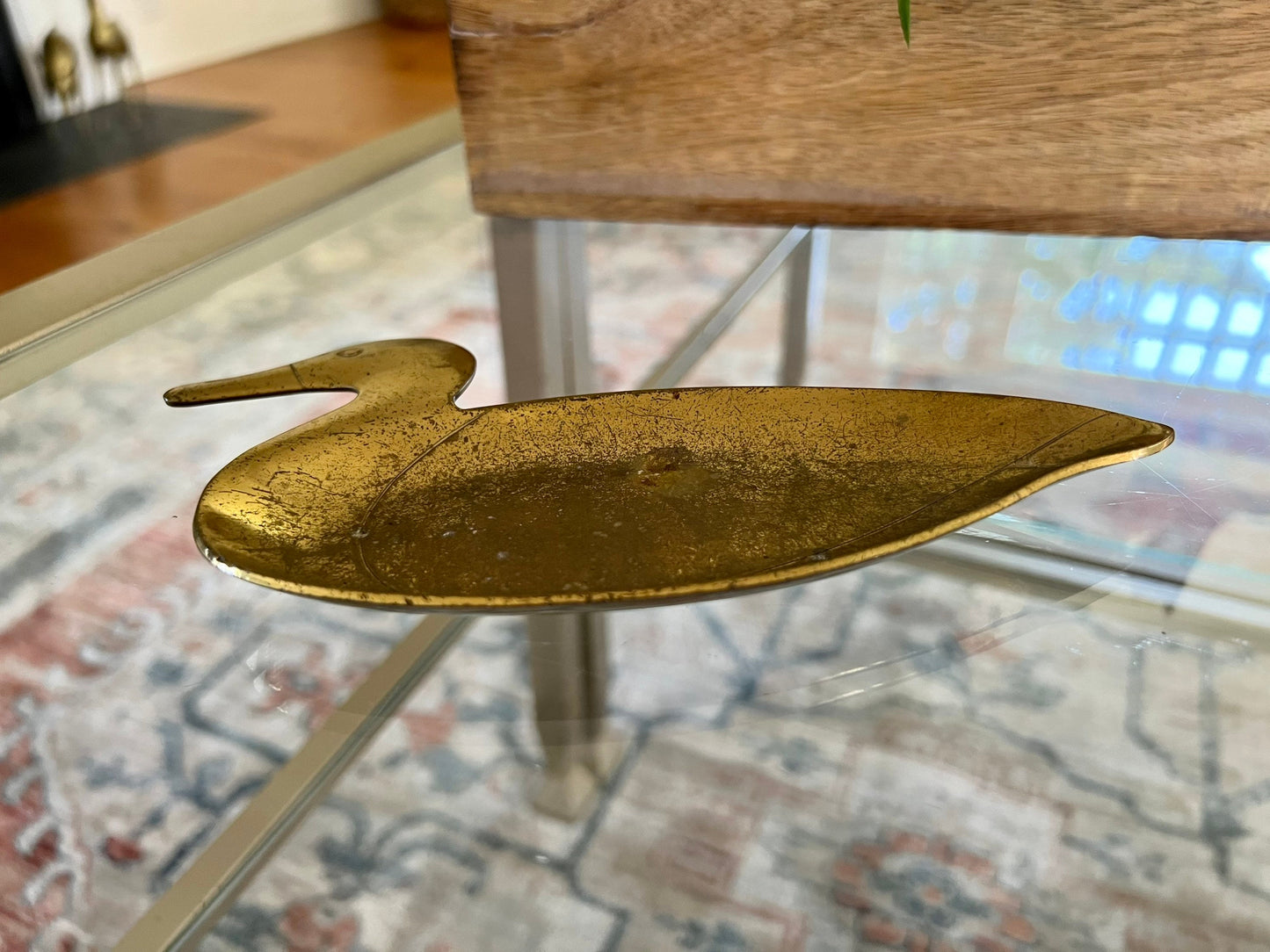 Vintage Brass Mallard/ Duck Shaped Change Tray, Small Vintage Brass Dish, Trinket Dish, Jewelry Dish