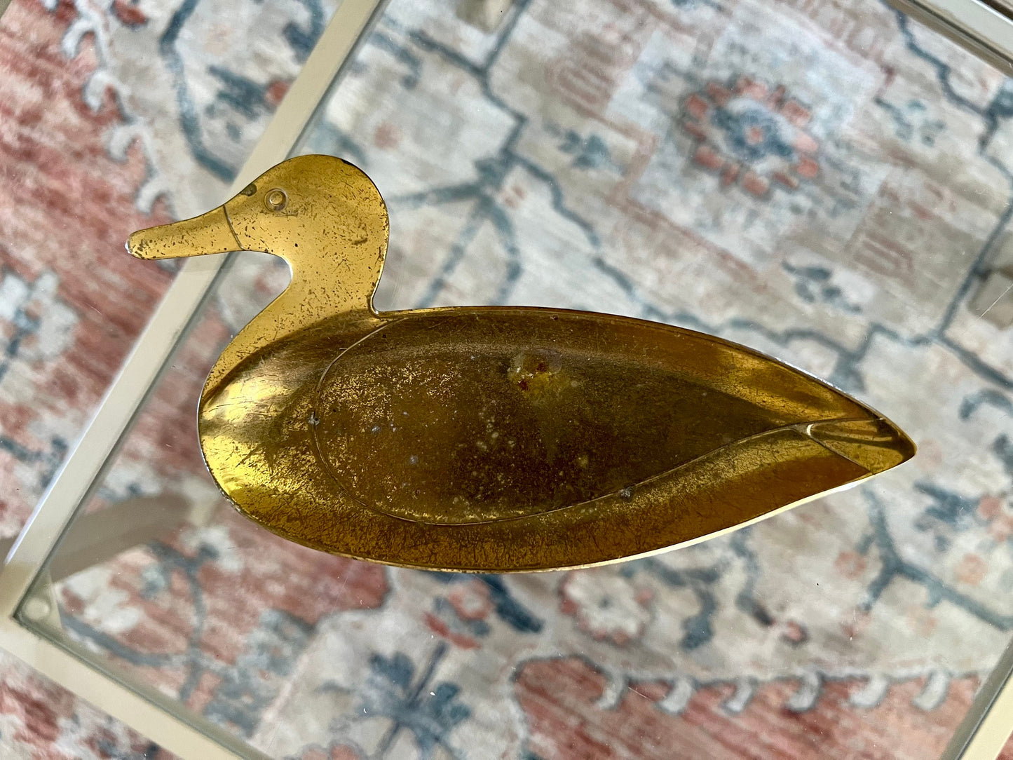 Vintage Brass Mallard/ Duck Shaped Change Tray, Small Vintage Brass Dish, Trinket Dish, Jewelry Dish