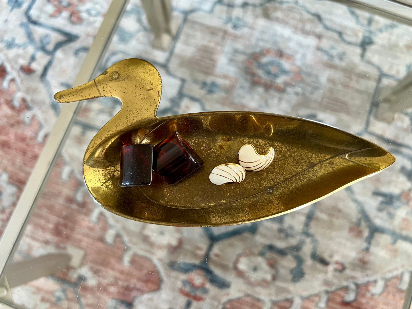 Vintage Brass Mallard/ Duck Shaped Change Tray, Small Vintage Brass Dish, Trinket Dish, Jewelry Dish