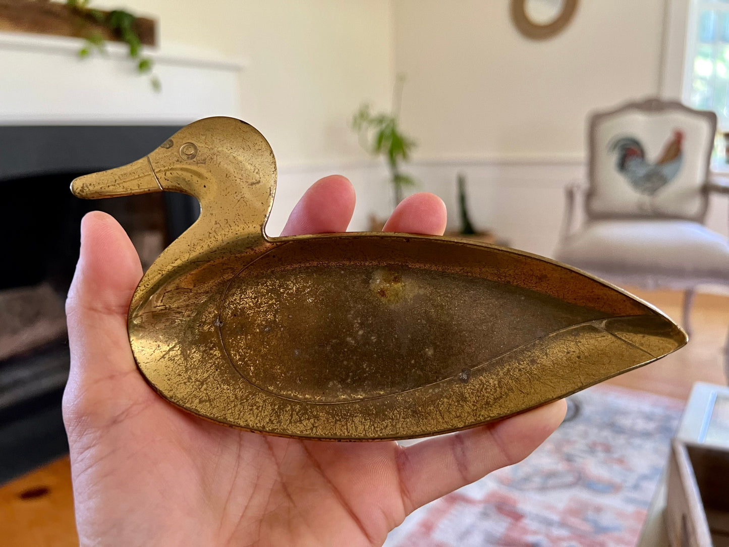 Vintage Brass Mallard/ Duck Shaped Change Tray, Small Vintage Brass Dish, Trinket Dish, Jewelry Dish