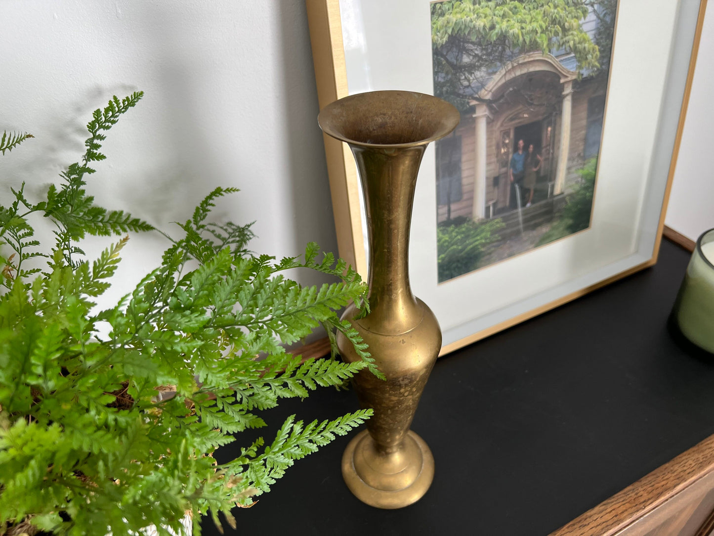 Vintage Tall Brass Vase, Gold, Elegant & Traditional Vase, Bohemian