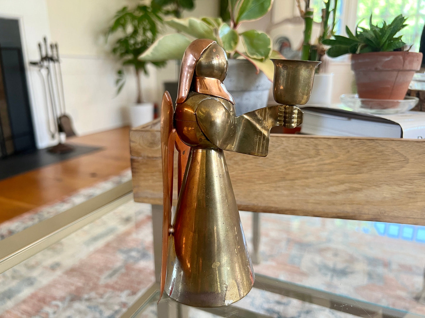 Vintage Brass Angel Candle Holder, Christmas, Mourning, Holiday's Brass & Copper Candle Stick Holder, GATCO Solid Brass, 6.5" Tall.