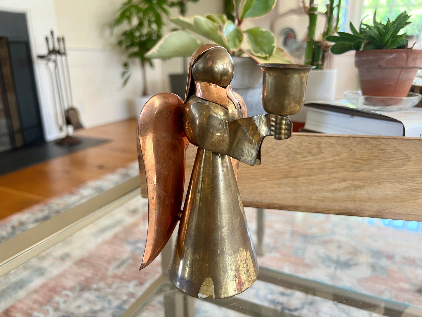 Vintage Brass Angel Candle Holder, Christmas, Mourning, Holiday's Brass & Copper Candle Stick Holder, GATCO Solid Brass, 6.5" Tall.