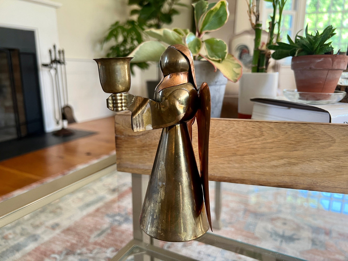 Vintage Brass Angel Candle Holder, Christmas, Mourning, Holiday's Brass & Copper Candle Stick Holder, GATCO Solid Brass, 6.5" Tall.