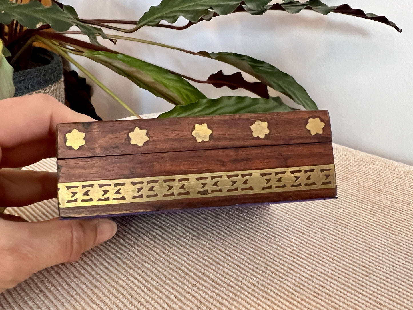 Vintage Brass Embossed Square Wooden Box, Camel Folk Art, Handmade Boho Box, Keepsake Box, Vintage Trinket Box, India, Jewelry Box, Desert