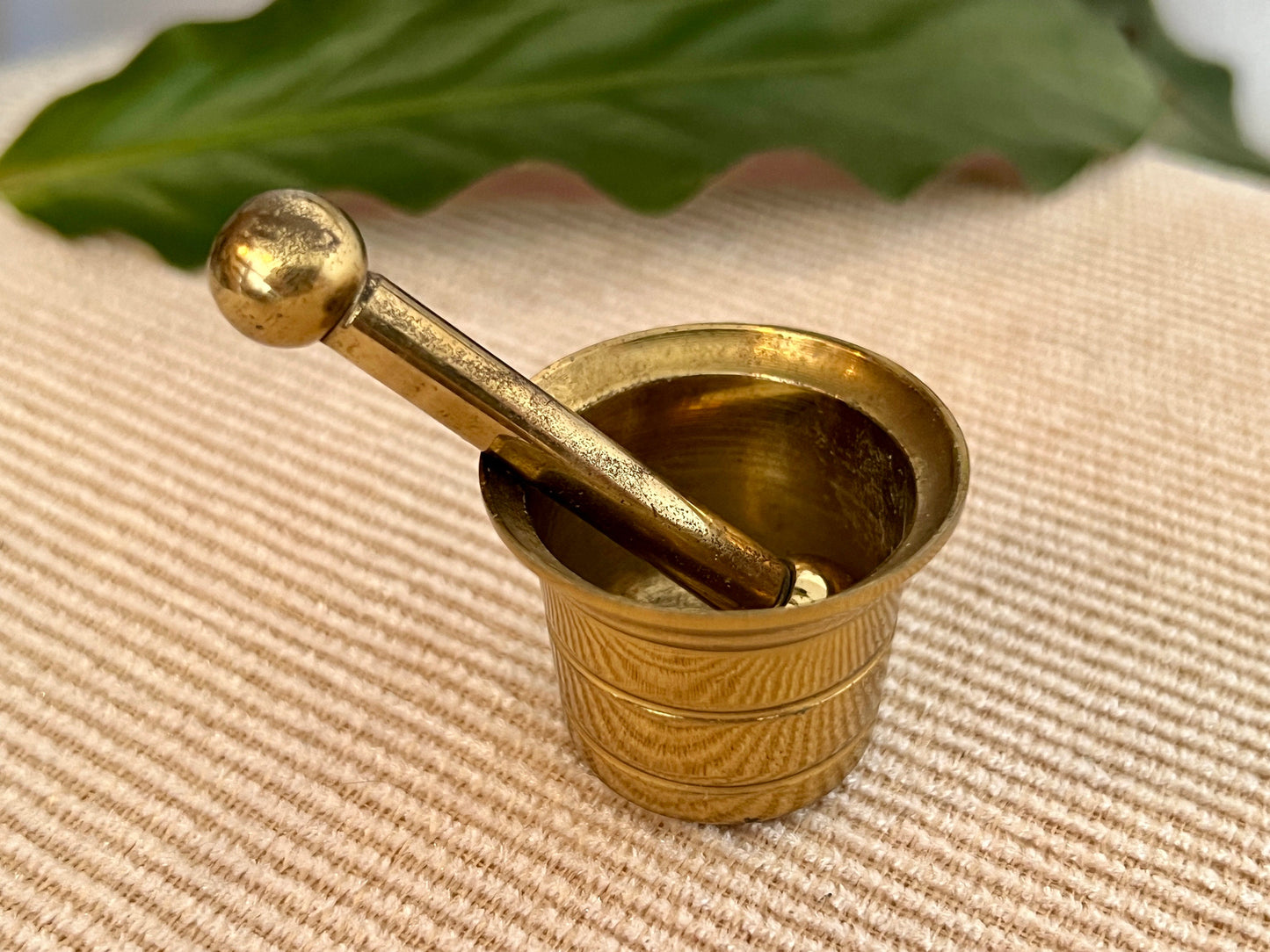 Mini Vintage Brass Pestel and Mortar, Wiccan, Herbs, Kitchen, Pharmacy