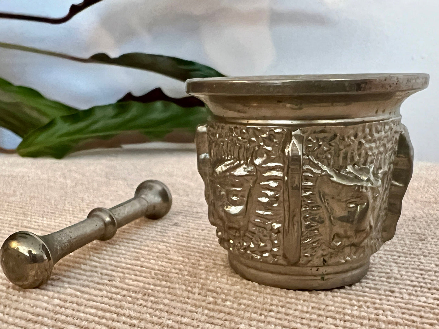 Vintage Silver Pestle and Mortar, Kitchen Utensil or Altar Piece, Metal, Pharmacy