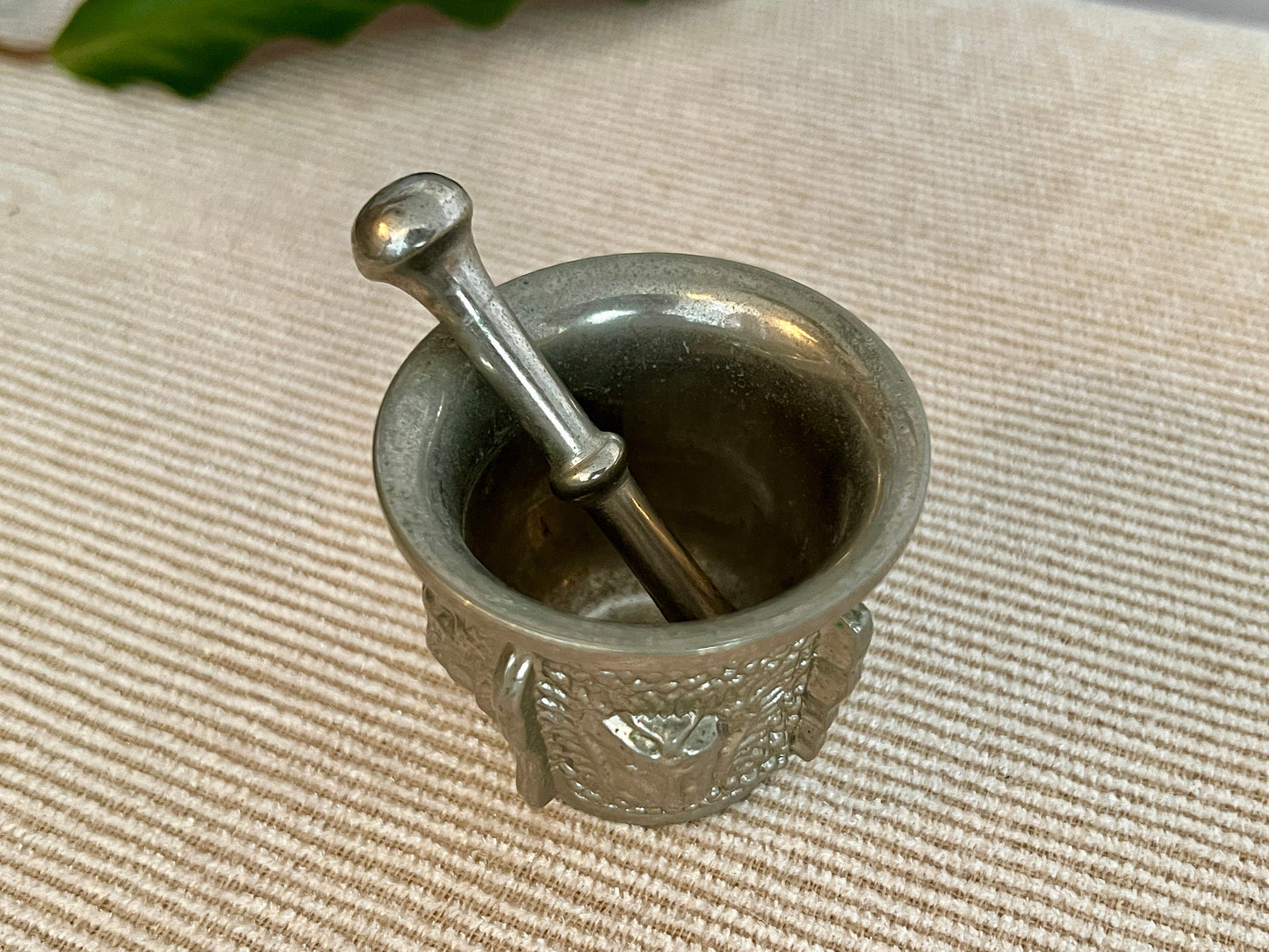 Vintage Silver Pestle and Mortar, Kitchen Utensil or Altar Piece, Metal, Pharmacy