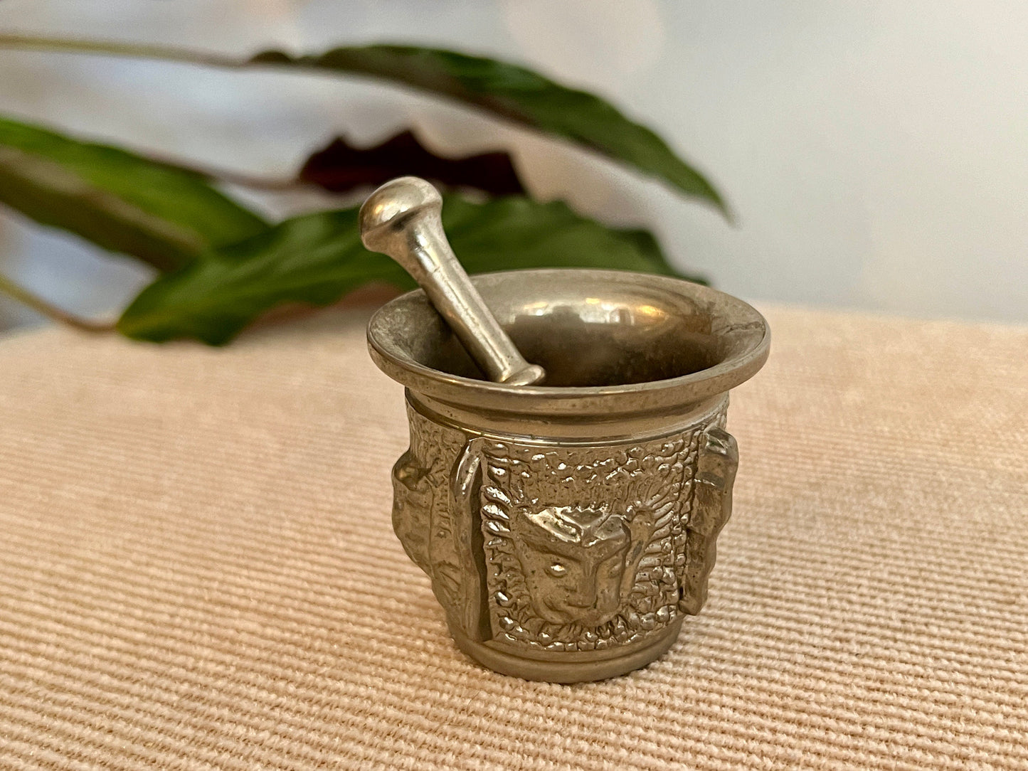 Vintage Silver Pestle and Mortar, Kitchen Utensil or Altar Piece, Metal, Pharmacy