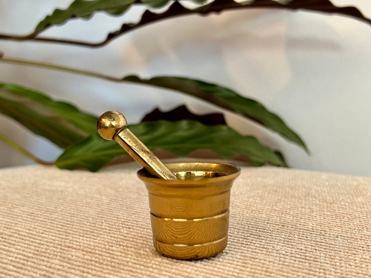 Mini Vintage Brass Pestel and Mortar, Wiccan, Herbs, Kitchen, Pharmacy