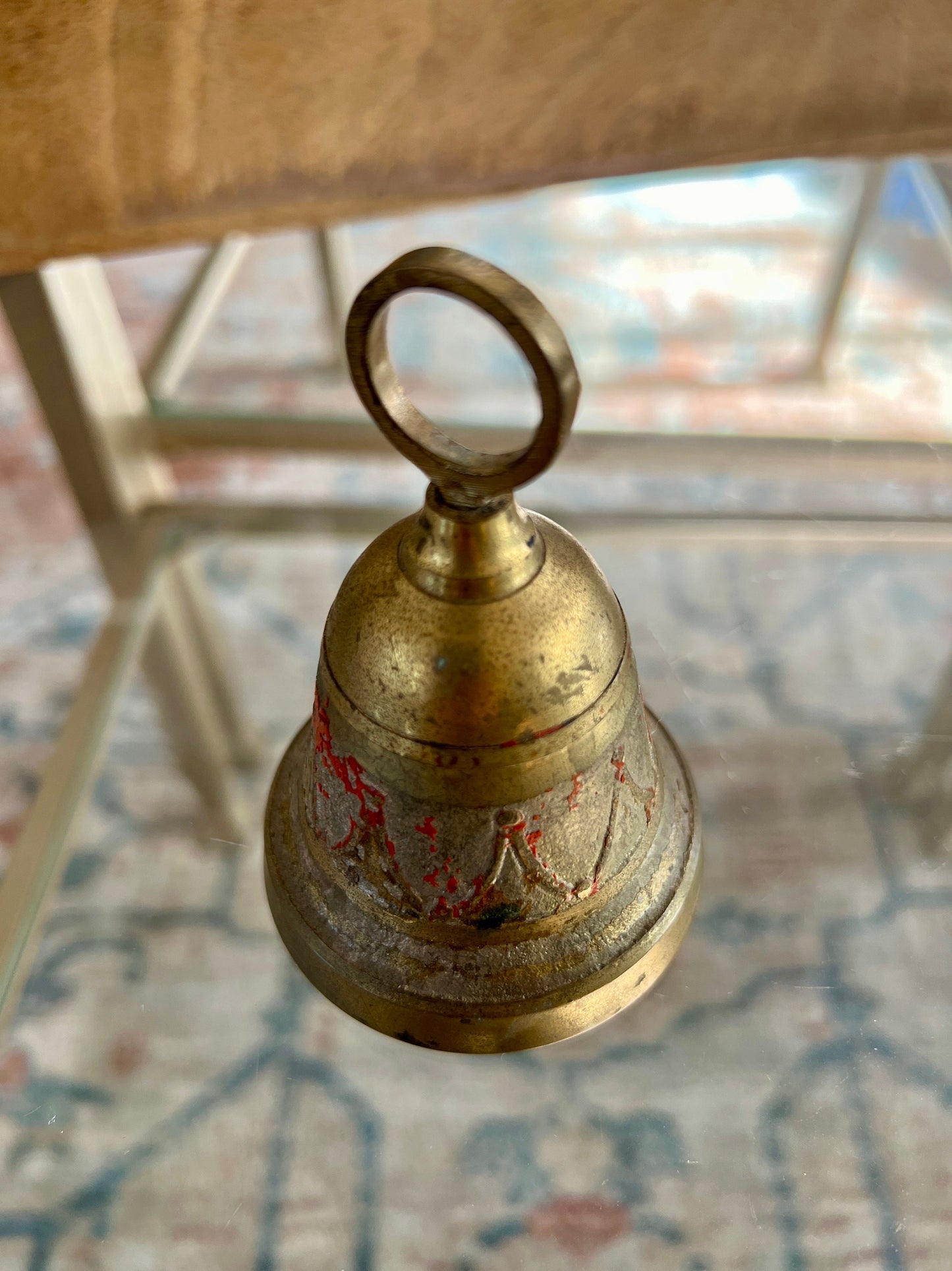 Vintage Brass Bell - School Bell- Patina - Christmas Gold Bell- Vintage Metalware - Dinner Bell - Call Bell - Large Bell