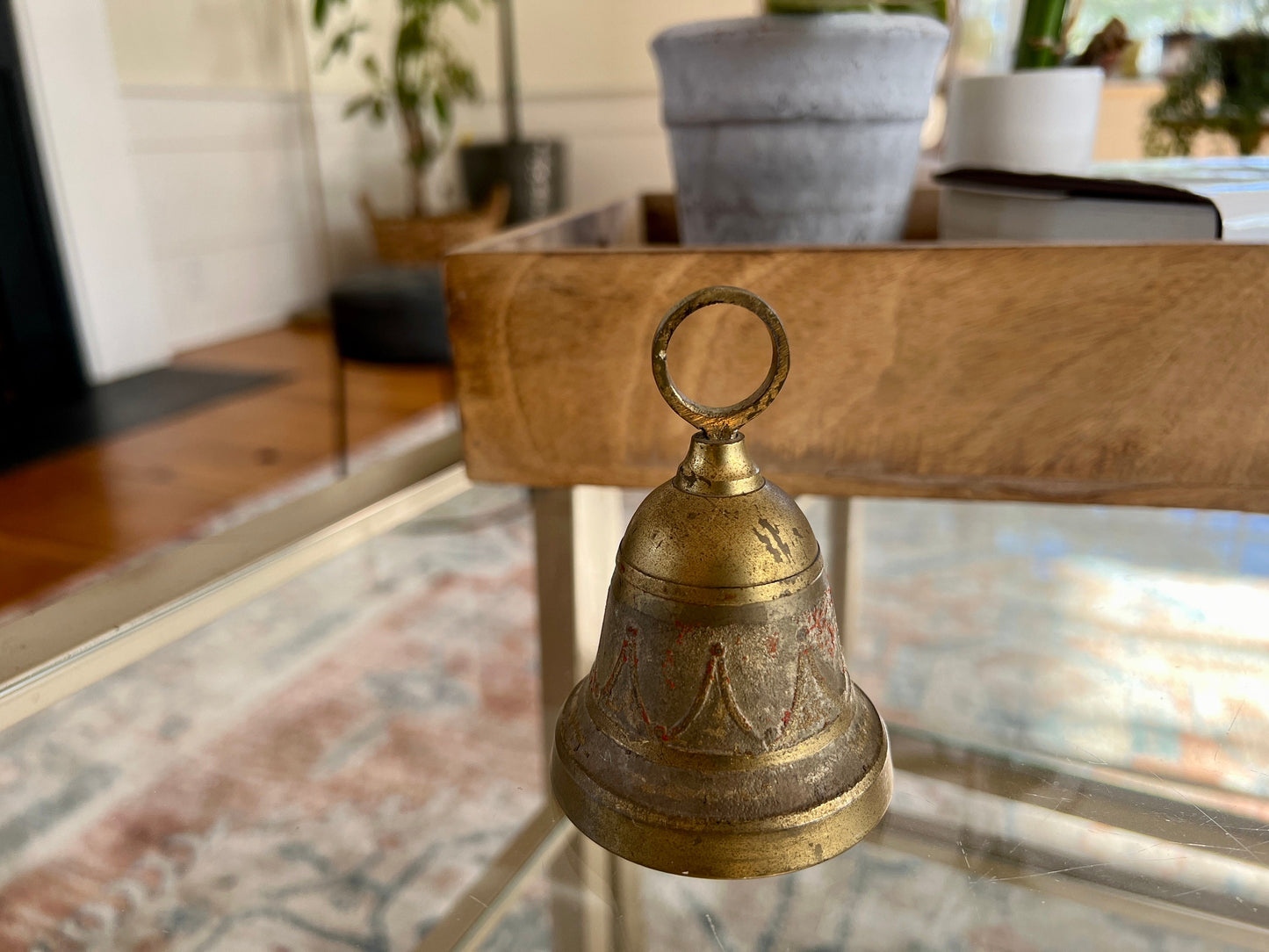 Vintage Brass Bell - School Bell- Patina - Christmas Gold Bell- Vintage Metalware - Dinner Bell - Call Bell - Large Bell