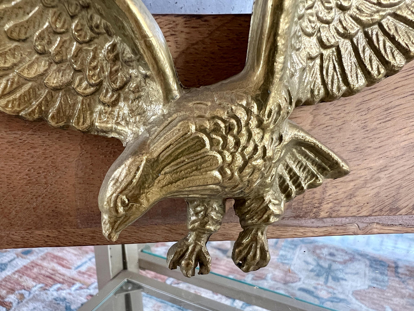 Vintage Brass Bald Eagle Wall Art, Americana, Patriotic, USA Artwork, Solid Gold Brass Figurine, Flying Eagle