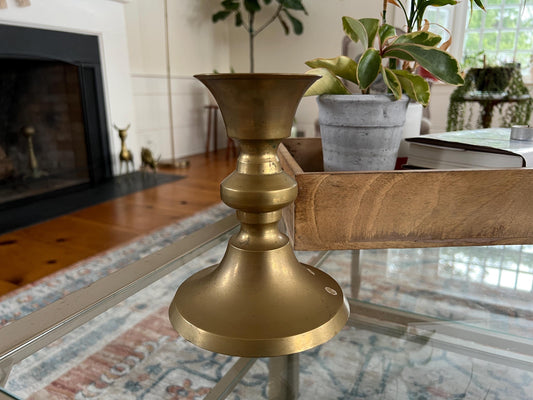 Vintage Brass Candle Stick, Pedestal, Large Candle Holder, Gold Brass