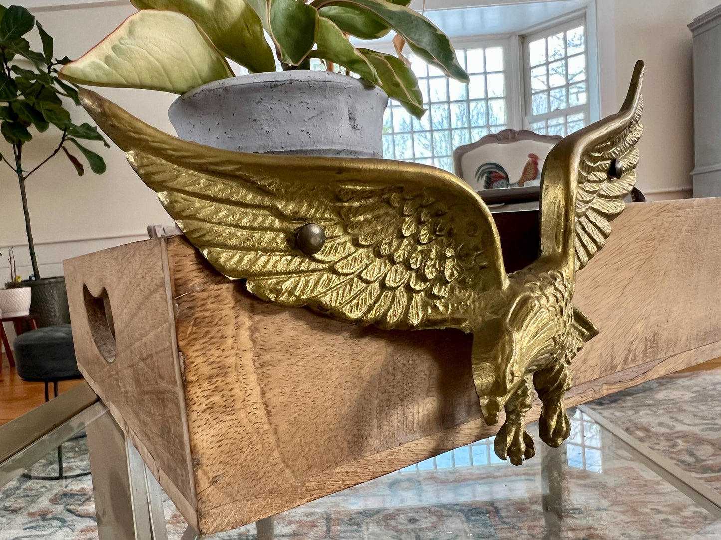 Vintage Brass Bald Eagle Wall Art, Americana, Patriotic, USA Artwork, Solid Gold Brass Figurine, Flying Eagle